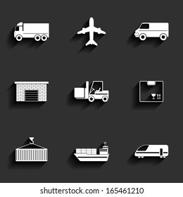 Vehicle, transport and logistics vector flat icons.