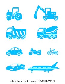 vehicle and transport related icons for web or application on white background vector illustration 