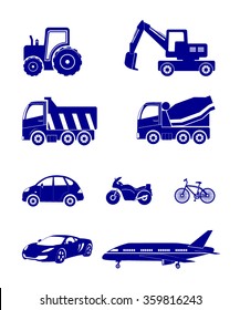 vehicle and transport related icons for web or application on white background vector illustration 