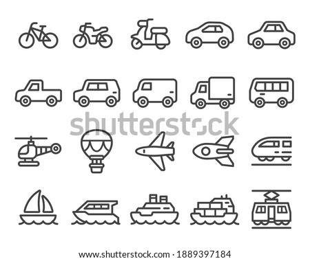 vehicle and transport thin line icon set,vector and illustration