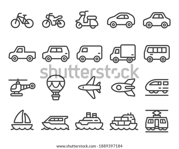 vehicle and transport thin line icon\
set,vector and\
illustration