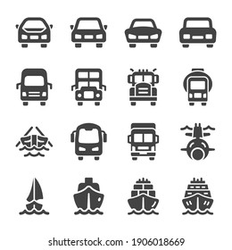 Vehicle And Transportation Front View Icon Set,vector And Illustration