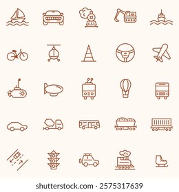 VEHICLE AND TRANSPORTATION ICON SET