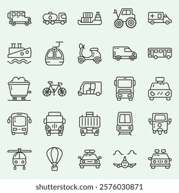 VEHICLE AND TRANSPORTATION ICON SET