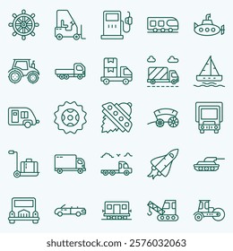 VEHICLE AND TRANSPORTATION ICON SET