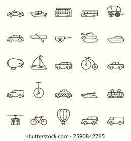 VEHICLE AND TRANSPORTATION ICON SET