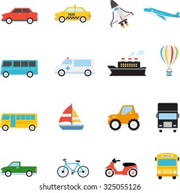 Vehicle and Transportation icon set vector illustration