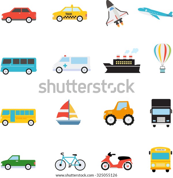 Vehicle\
and Transportation icon set vector\
illustration