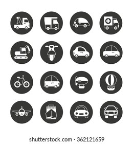 vehicle and transportation icons set