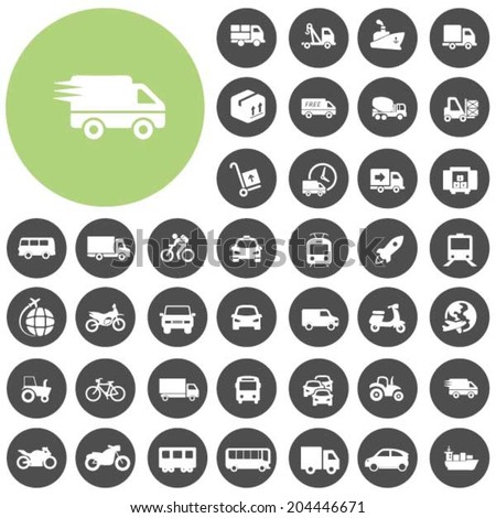 Vehicle and Transportation icons set