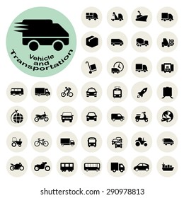 Vehicle and Transportation icons set. Vector. EPS10