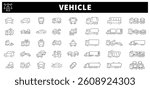Vehicle transportation outline vector icon set. Cars and public transport icons