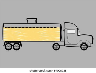 Vehicle for transportation of petroleum products, on a gray background.