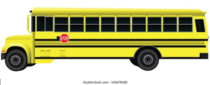 A vehicle for transporting children - school bus. Vector illustration.