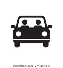 Vehicle transporting driver and passenger, representing carpooling or commute