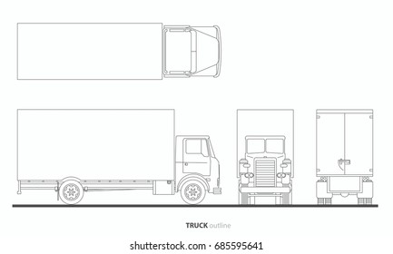 Vehicle Truck Outline Vector,plan,front,side