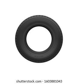 Vehicle Tyre Isolated Black Rubber Tire. Vector Car Spare Part, Round Rim Wheel Protector