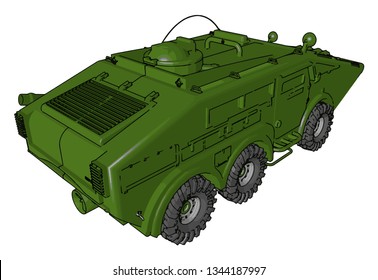 Vehículo utilizado por las fuerzas de seguridad del ejército o el ejército Es muy fuerte y no puede ser dañado por la bomba, también dibujo de color vectorial o ilustración