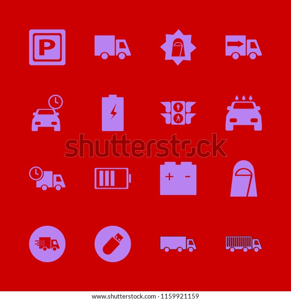 vehicle vector icons set. with\
flash driver, traffic signs, parking sign and parking time in\
set