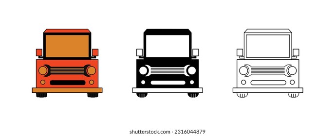 Vehicle Vector Illustration set in multiple variations  of colour, Vehicle icon, Transport Vehicle Icon, Goods Carrier Vehicle