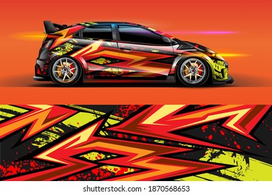 Vehicle vinyl wrap design with Racing stripe streak abstract background