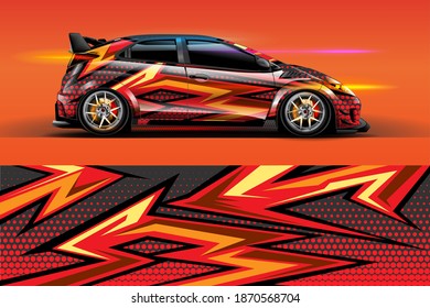 Vehicle Vinyl Wrap Design With Racing Stripe Streak Abstract Background