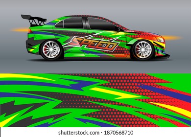 Vehicle vinyl wrap design with Racing stripe streak abstract background