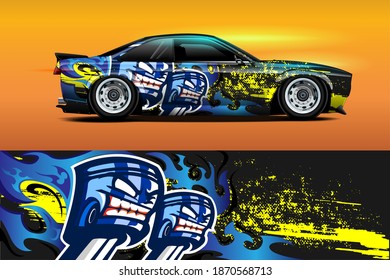 Vehicle vinyl wrap design with Racing stripe streak abstract background