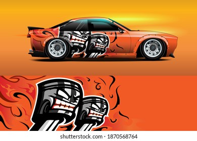 Vehicle vinyl wrap design with Racing stripe streak abstract background