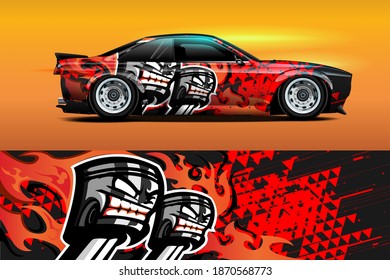 Vehicle vinyl wrap design with Racing stripe streak abstract background