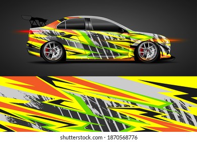 Vehicle vinyl wrap design with Racing stripe streak abstract background