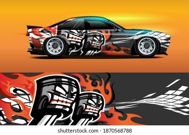 Vehicle vinyl wrap design with Racing stripe streak abstract background