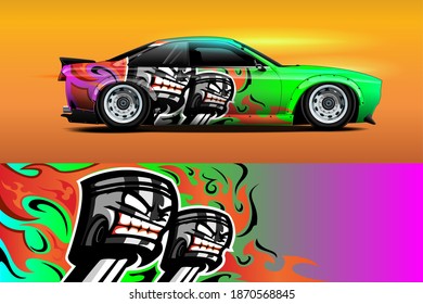 Vehicle vinyl wrap design with Racing stripe streak abstract background
