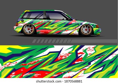 Vehicle vinyl wrap design with Racing stripe streak abstract background