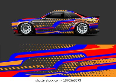 Vehicle vinyl wrap design with Racing stripe streak abstract background