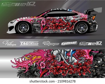 Vehicle vinyl wrap design with Racing stripe streak abstract background