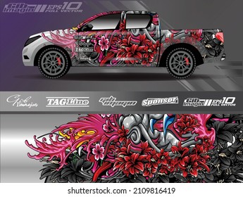 Vehicle vinyl wrap design with Racing stripe streak abstract background