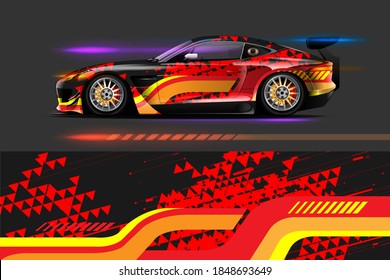 Vehicle vinyl wrap design with sporty abstract background