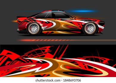 Vehicle vinyl wrap design with sporty abstract background
