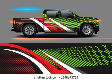 Vehicle vinyl wrap design with sporty abstract background