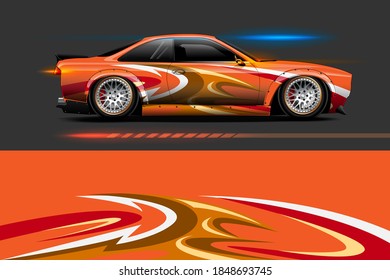 Vehicle vinyl wrap design with sporty abstract background