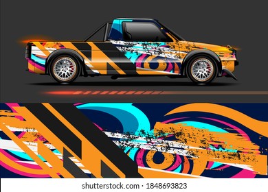 Vehicle vinyl wrap design with sporty abstract background