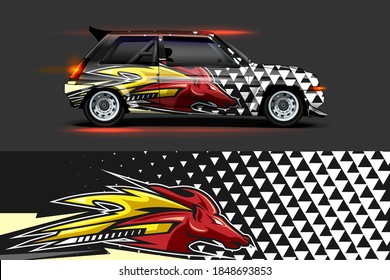 Vehicle vinyl wrap design with sporty abstract background