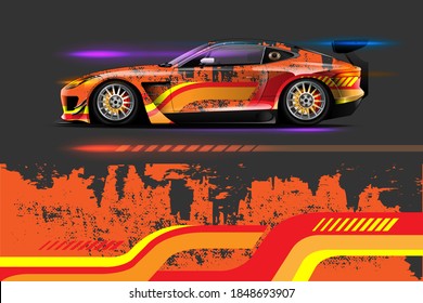 Vehicle vinyl wrap design with sporty abstract background