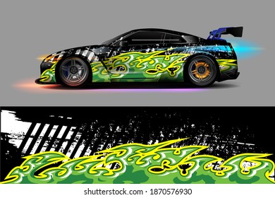 Vehicle vinyl wrap design with sporty abstract background