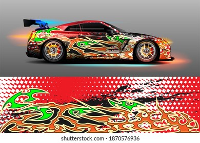 Vehicle vinyl wrap design with sporty abstract background