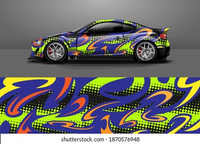 Vehicle vinyl wrap design with sporty abstract background