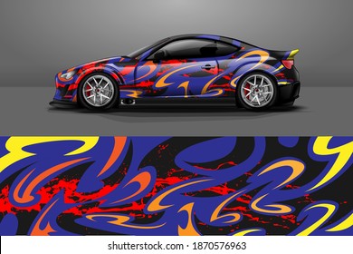 Vehicle vinyl wrap design with sporty abstract background