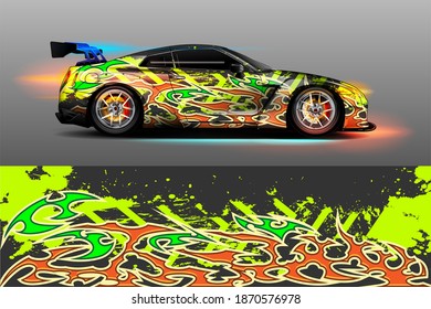Vehicle vinyl wrap design with sporty abstract background