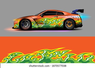 Vehicle vinyl wrap design with sporty abstract background